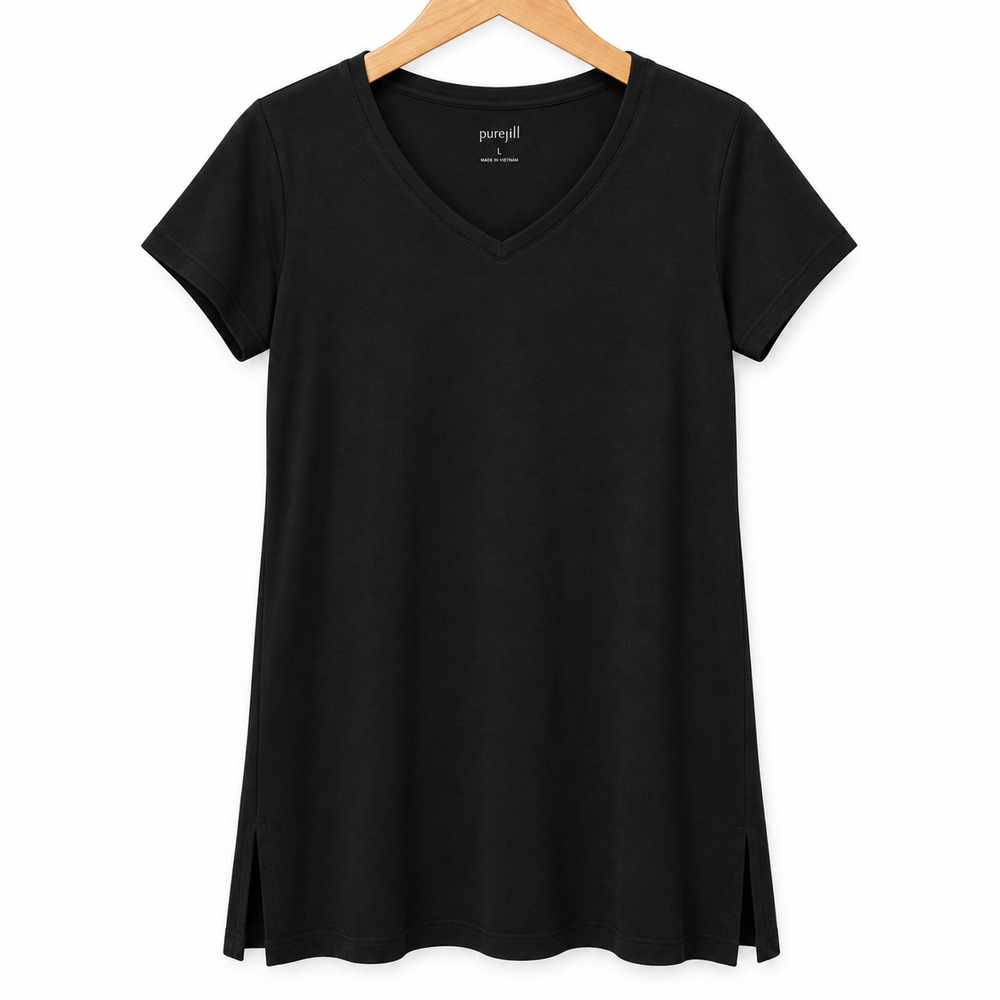J Jill Pure Jill Tshirt Dress Womens Size Medium Black 100% Cotton Casual NWT